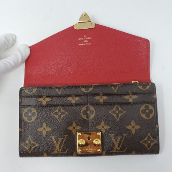 100% Auth Louis Vuitton Pallas Bifold Red Wallet - Picture 10 of 14
